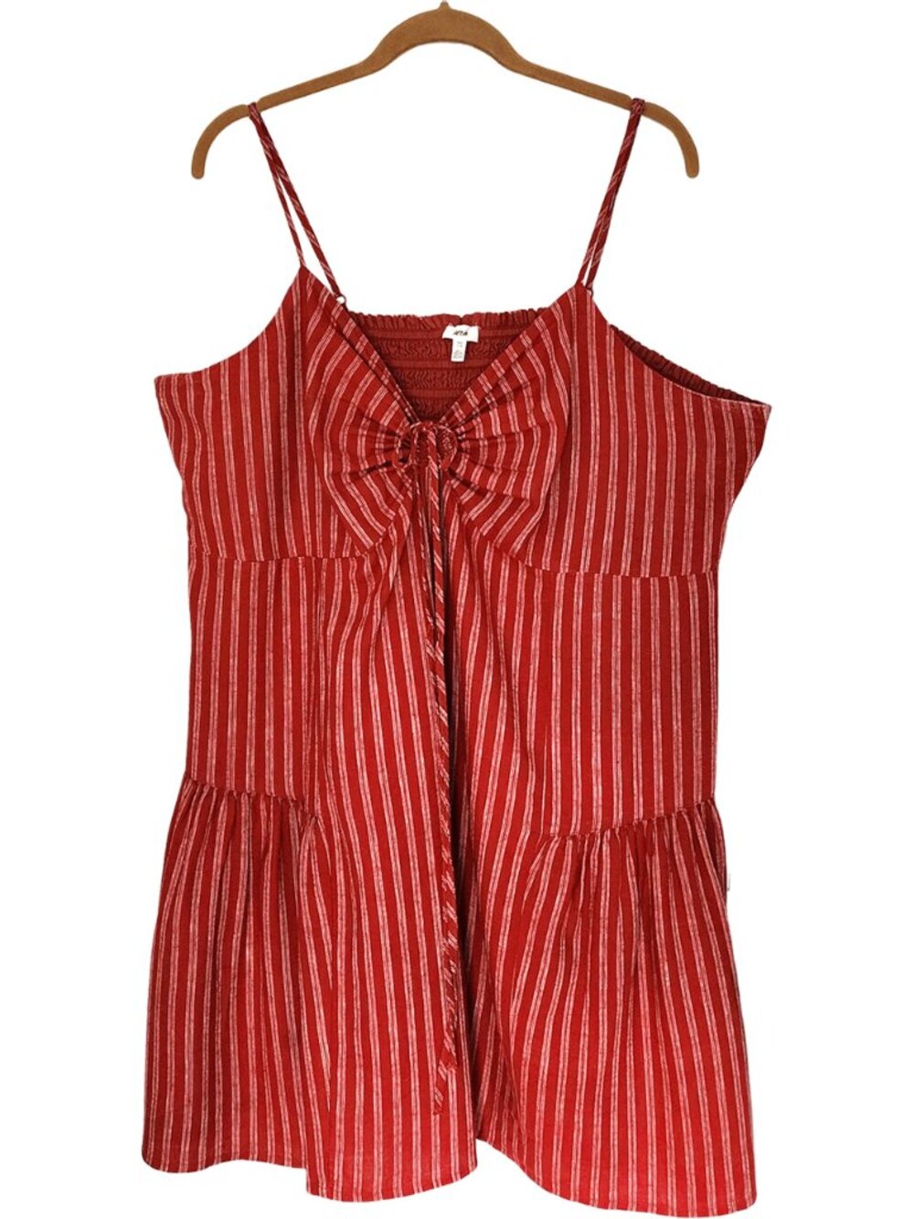 Aerie Red & White Striped Tiered Sundress,  Smocked Back, XXL